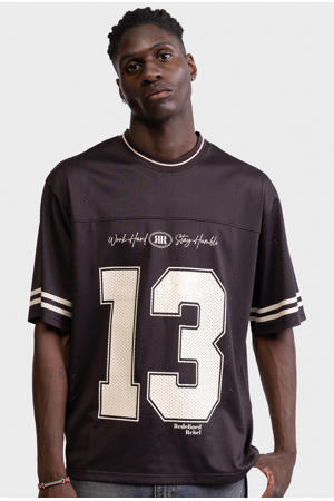 oversized T-shirt met print - bruin