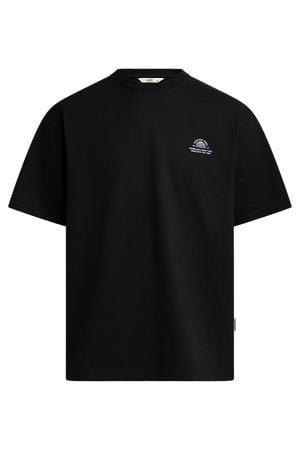 boxy T-shirt met print - zwart
