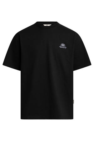 boxy T-shirt met print - zwart
