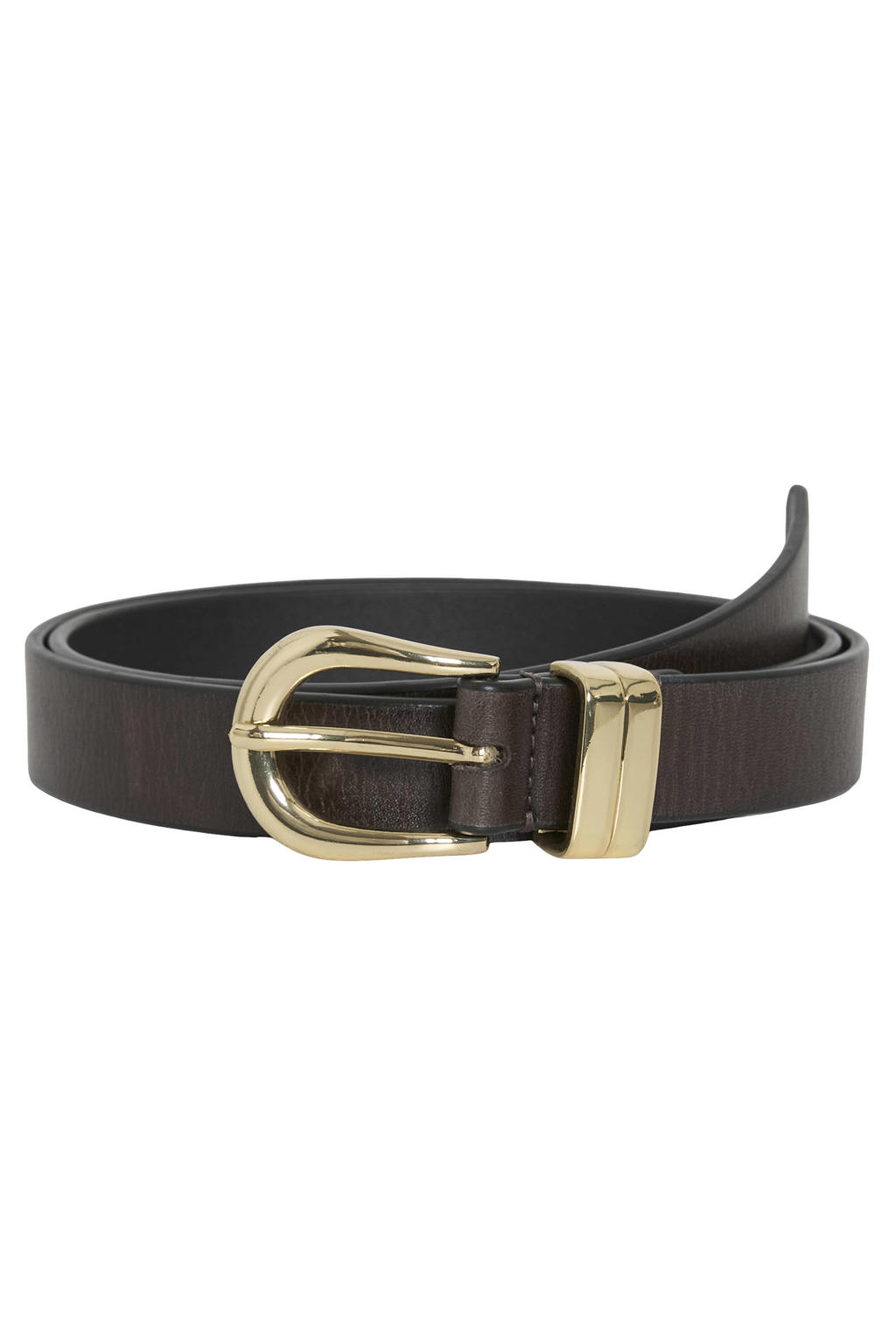 VILA leren riem VICIFF donkerbruin