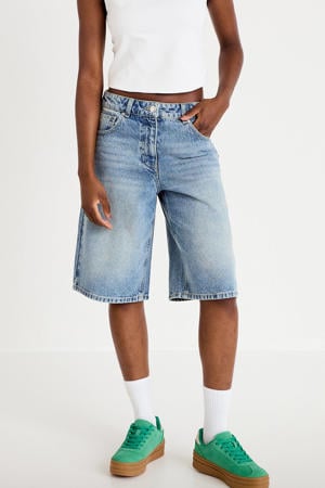 regular waist denim short light blue