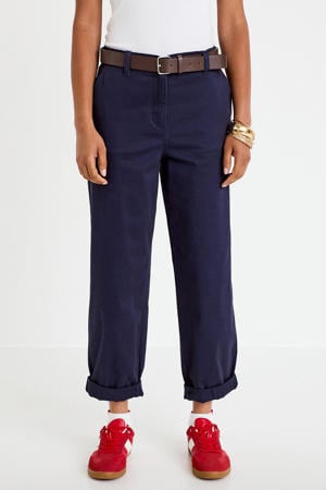 straight regular waist cropped broek