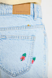 thumbnail: Cache Cache regular waist gebloemde short light blue denim