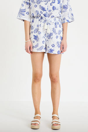 katoenen gebloemde short - wit