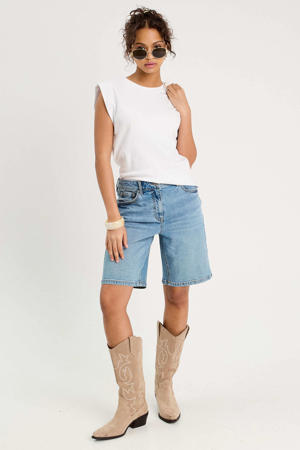 denim straight short medium blue
