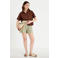 Cache Cache regular high waist casual short met linnen grijsgroen