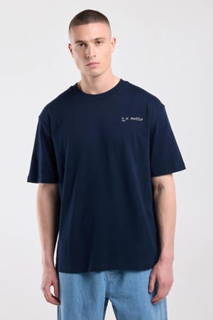 relaxed fit T-shirt met backprint - blauw