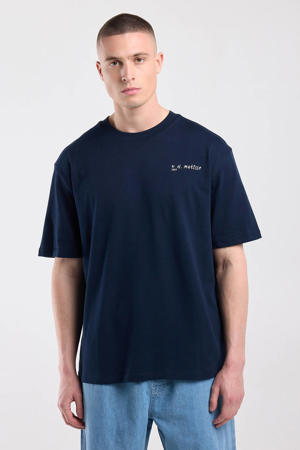 relaxed fit T-shirt met backprint - blauw