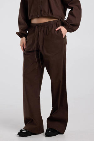 wide leg low waist broek bruin