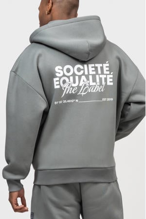 sweatvest met backprint grijs