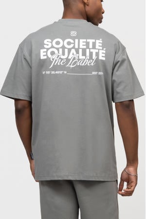 oversized T-shirt met backprint grijs melange