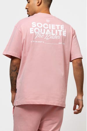 oversized T-shirt met backprint roze
