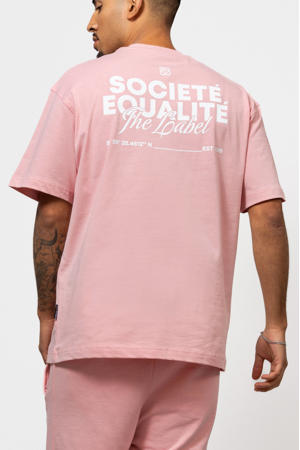 oversized T-shirt met backprint roze