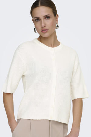 rechtvallend gebreid vest - ecru