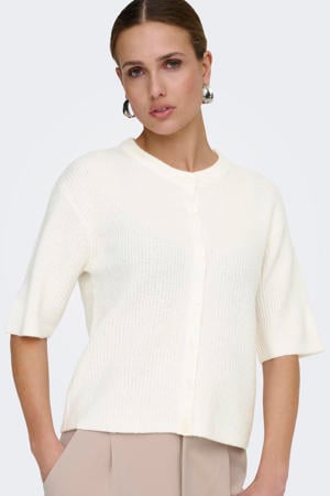 rechtvallend gebreid vest - ecru