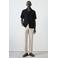Mango Man regular casual overhemd met linnen donkerblauw