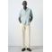 Mango Man regular casual overhemd met linnen grijsblauw