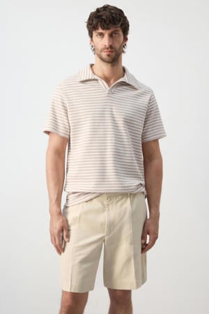 regular gestreepte polo beige