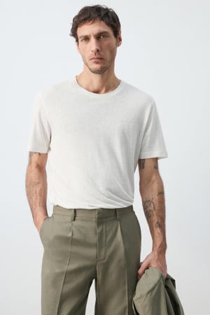 slim T-shirt met linnen