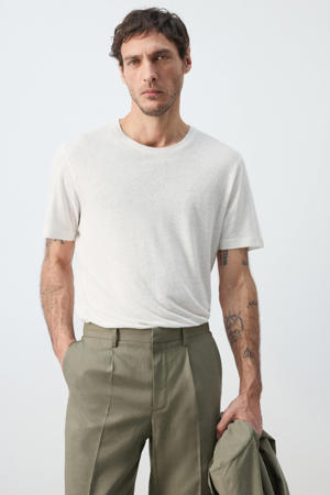 slim T-shirt met linnen