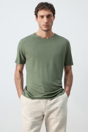 slim T-shirt met linnen
