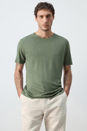 slim T-shirt met linnen