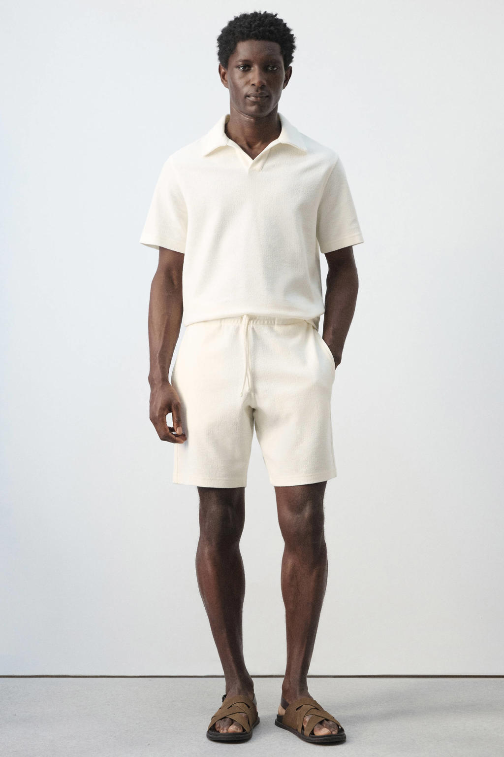 Mango Man regular casual short ecru