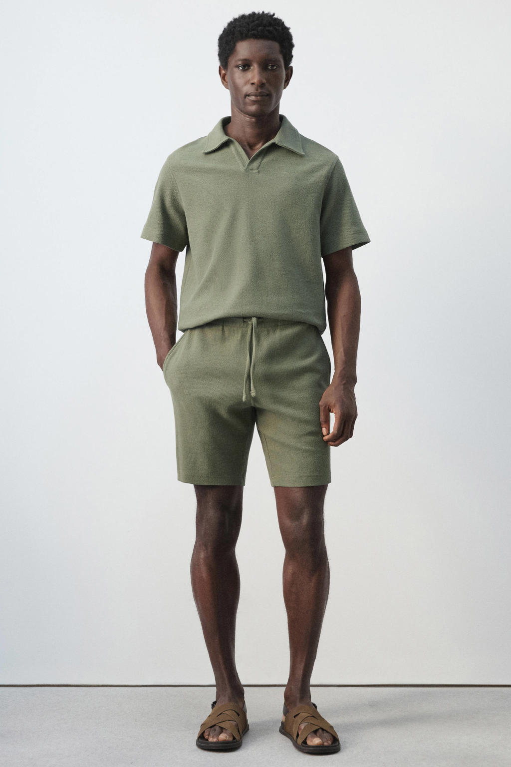 Mango Man regular casual short groen