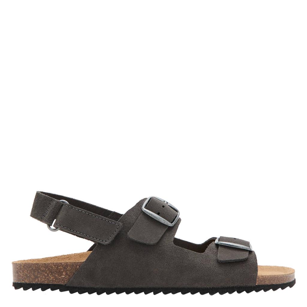 Grijze jongens Mango Kids leren sandalen met klittenband