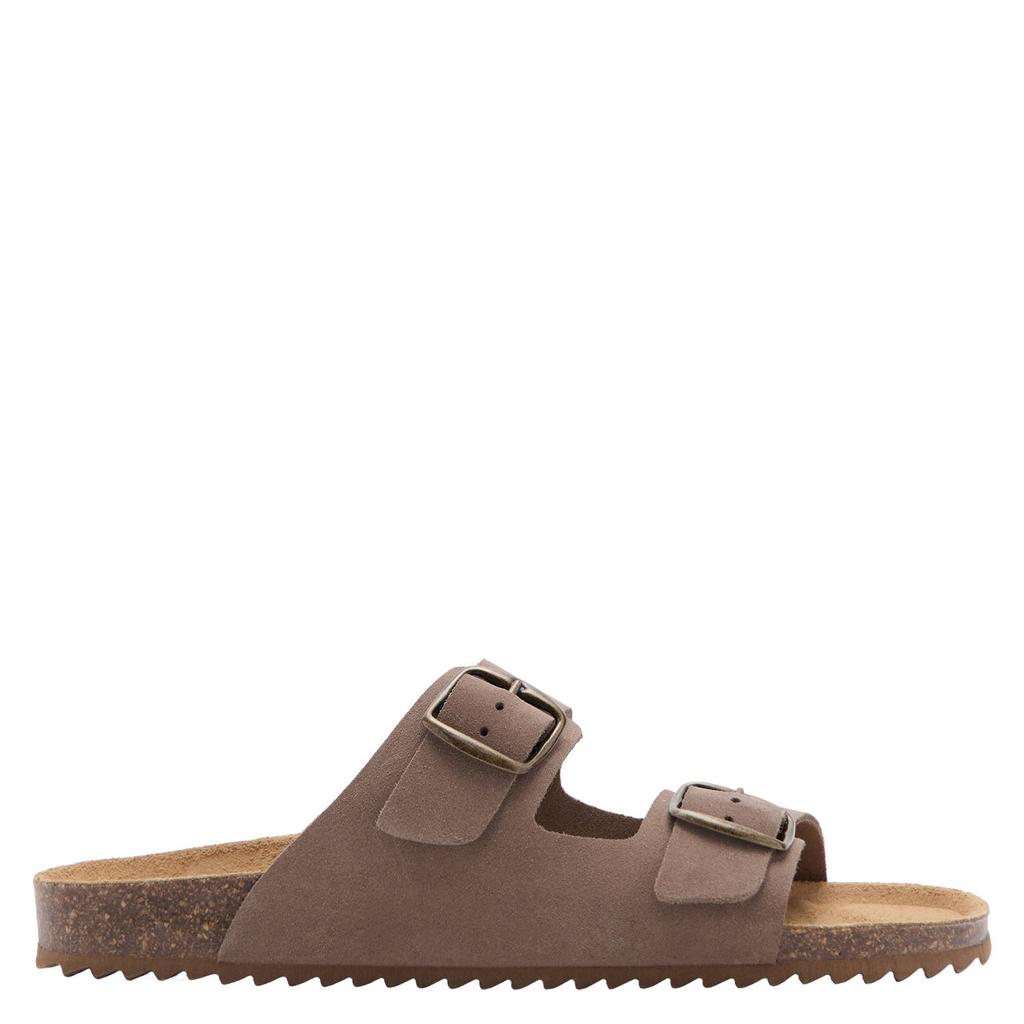 Bruine jongens Mango Kids Tiener leren sandalen met gesp
