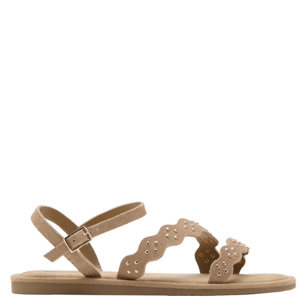 Bruine meisjes Mango Kids leren sandalen met gesp