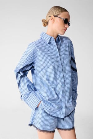 geruit blouse blauw