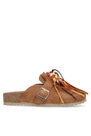 suède clogs cognac