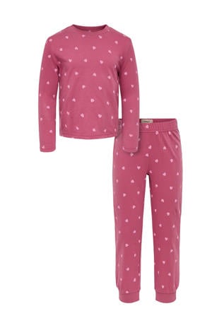 pyjama met hartjes - donkerroze
