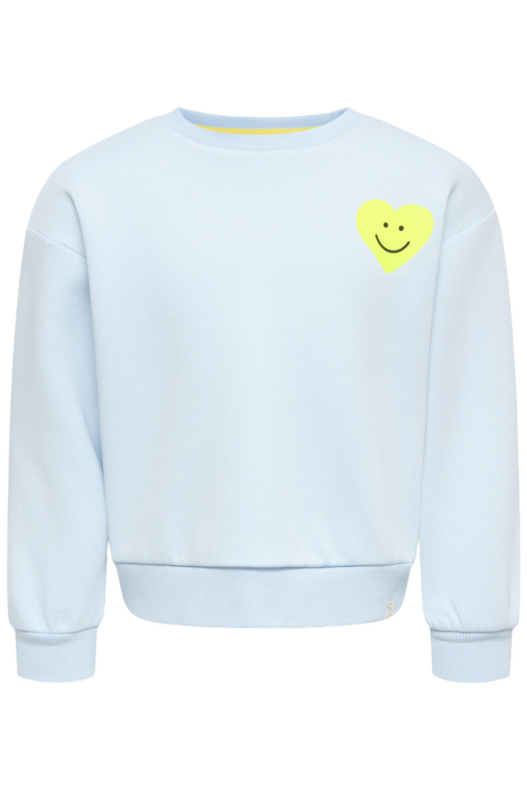 Lichtblauw en limegroene meisjes KIDS ONLY MINI sweater van katoen met backprint, lange mouwen en ronde hals