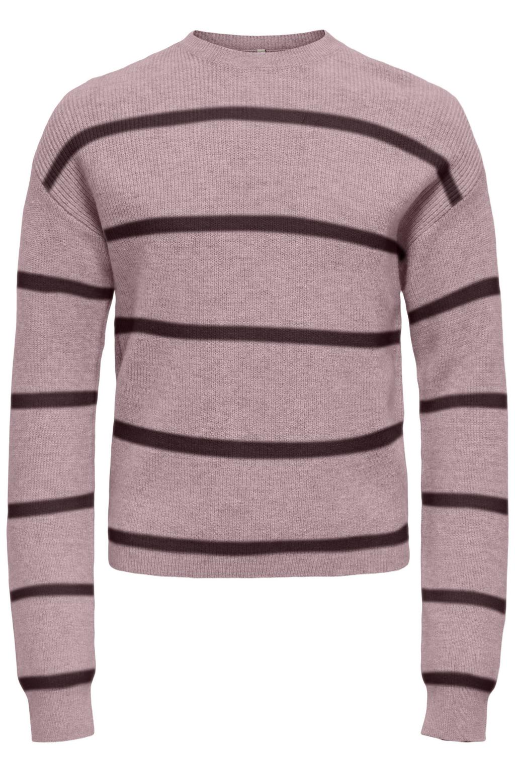 Lila en donkerrode meisjes KIDS ONLY GIRL gestreepte gebreide trui van viscose met lange mouwen en ronde hals