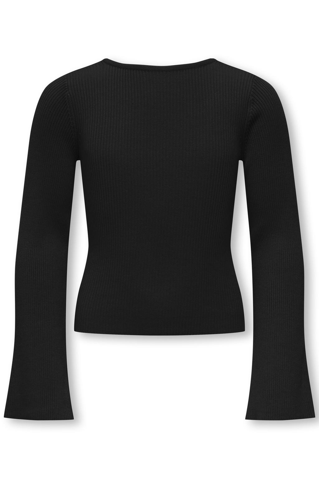 Zwarte meisjes KIDS ONLY GIRL gebreide top van viscose met effen, lange mouwen en ronde hals