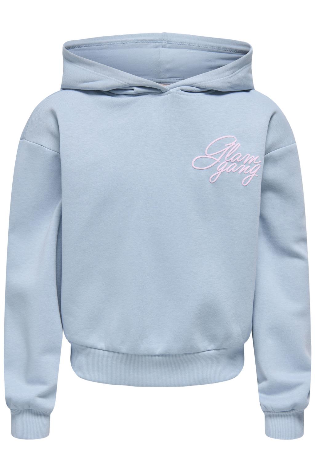 Lichtblauw, geel en roze meisjes KIDS ONLY GIRL hoodie van katoen met backprint, lange mouwen en capuchon