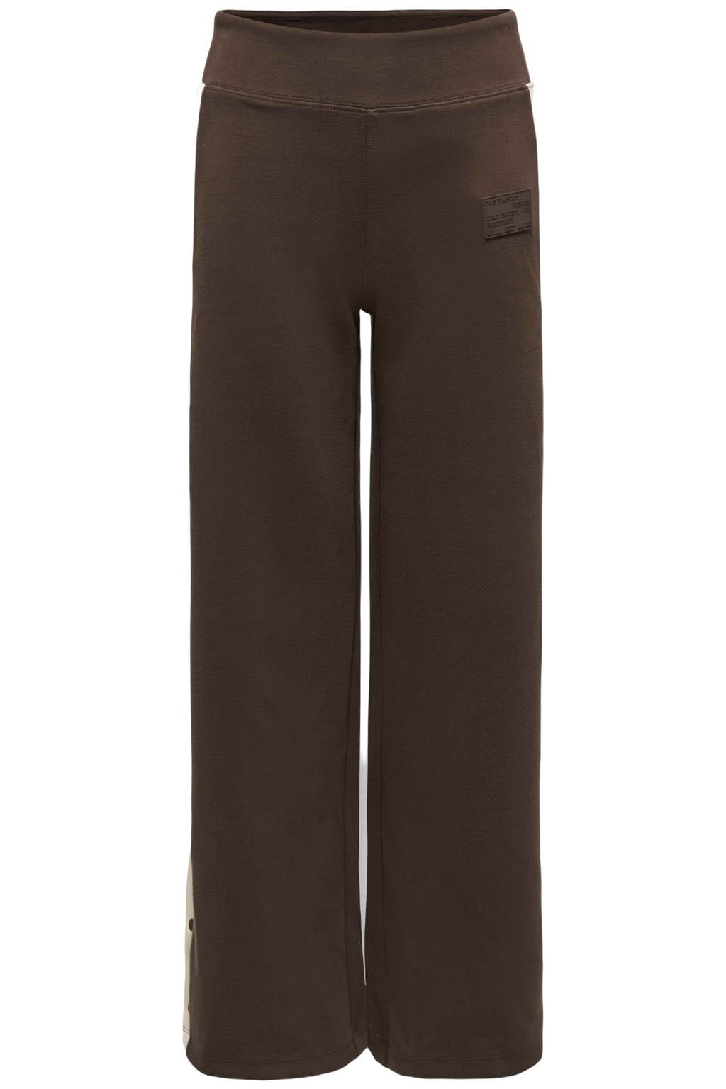 Bruin en ecru meisjes KIDS ONLY GIRL casual broek van polyester met elastische tailleband en effen