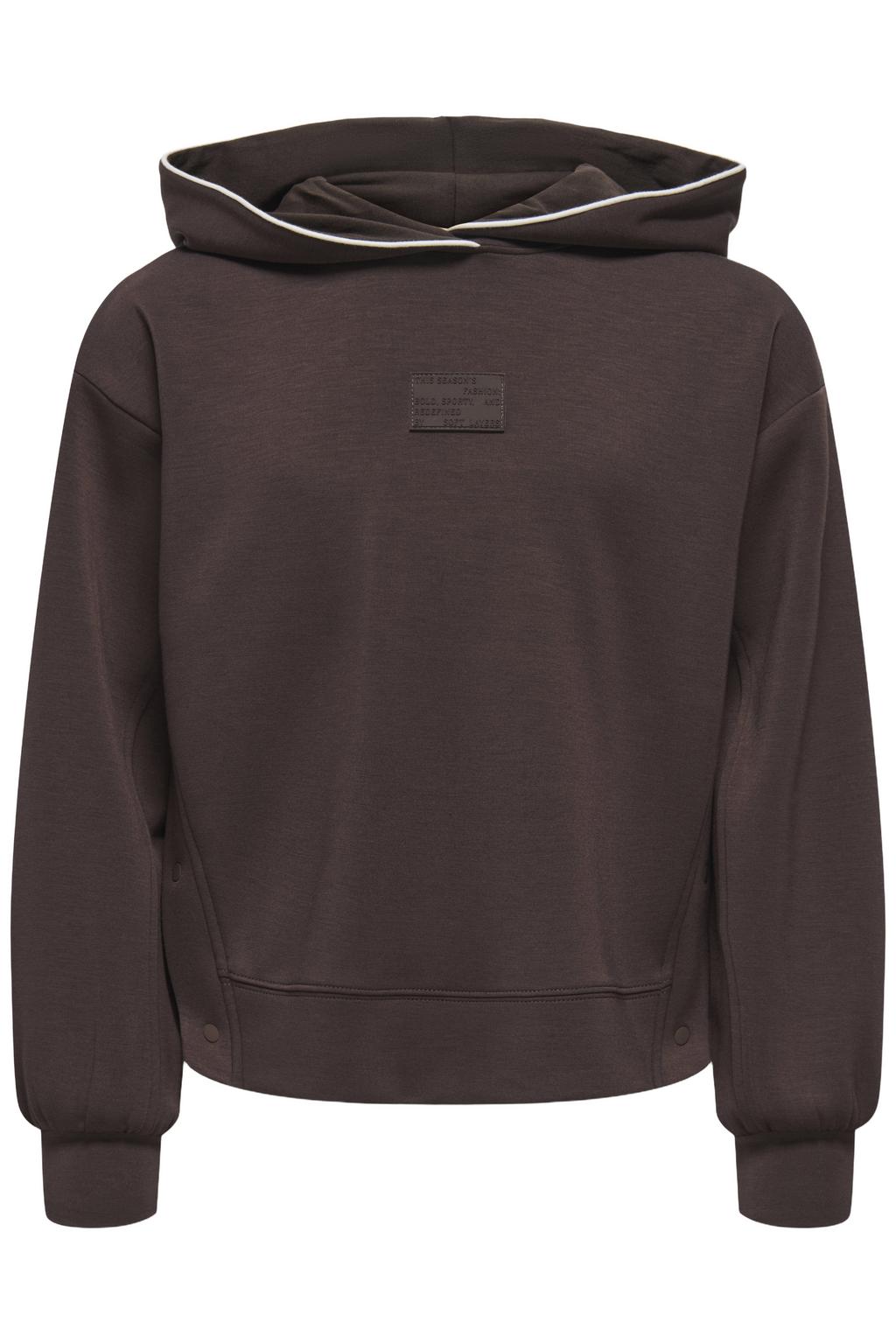 Bruine meisjes KIDS ONLY GIRL hoodie van polyester met effen, lange mouwen en capuchon
