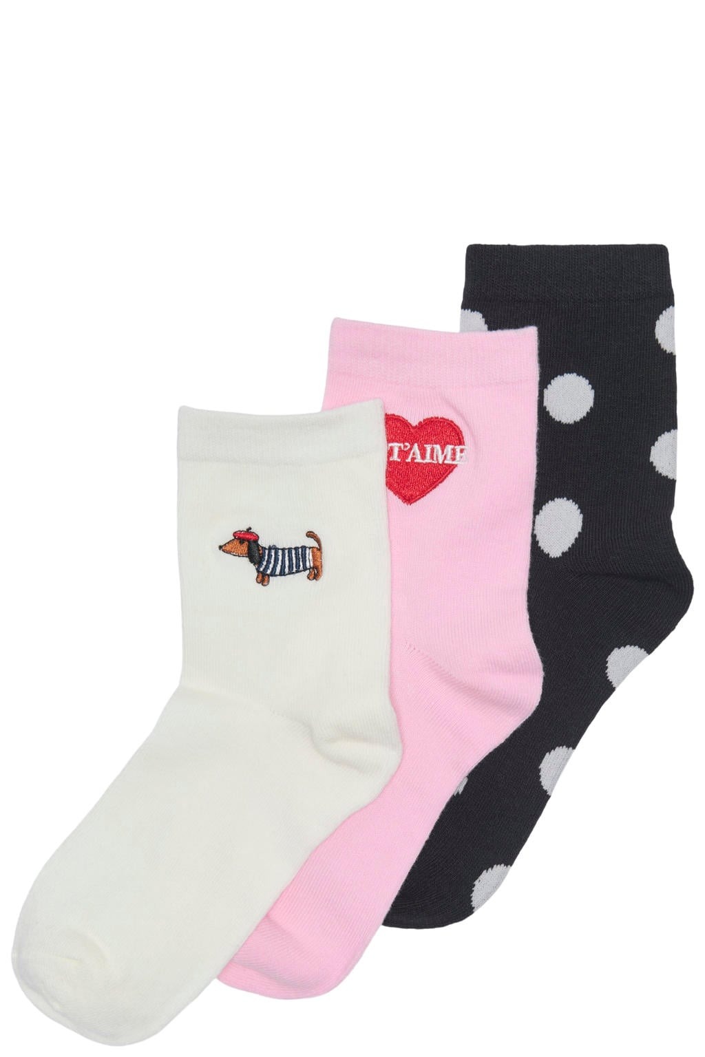 KIDS ONLY GIRL KOGINE sokken met stippen - wit/roze/zwart
