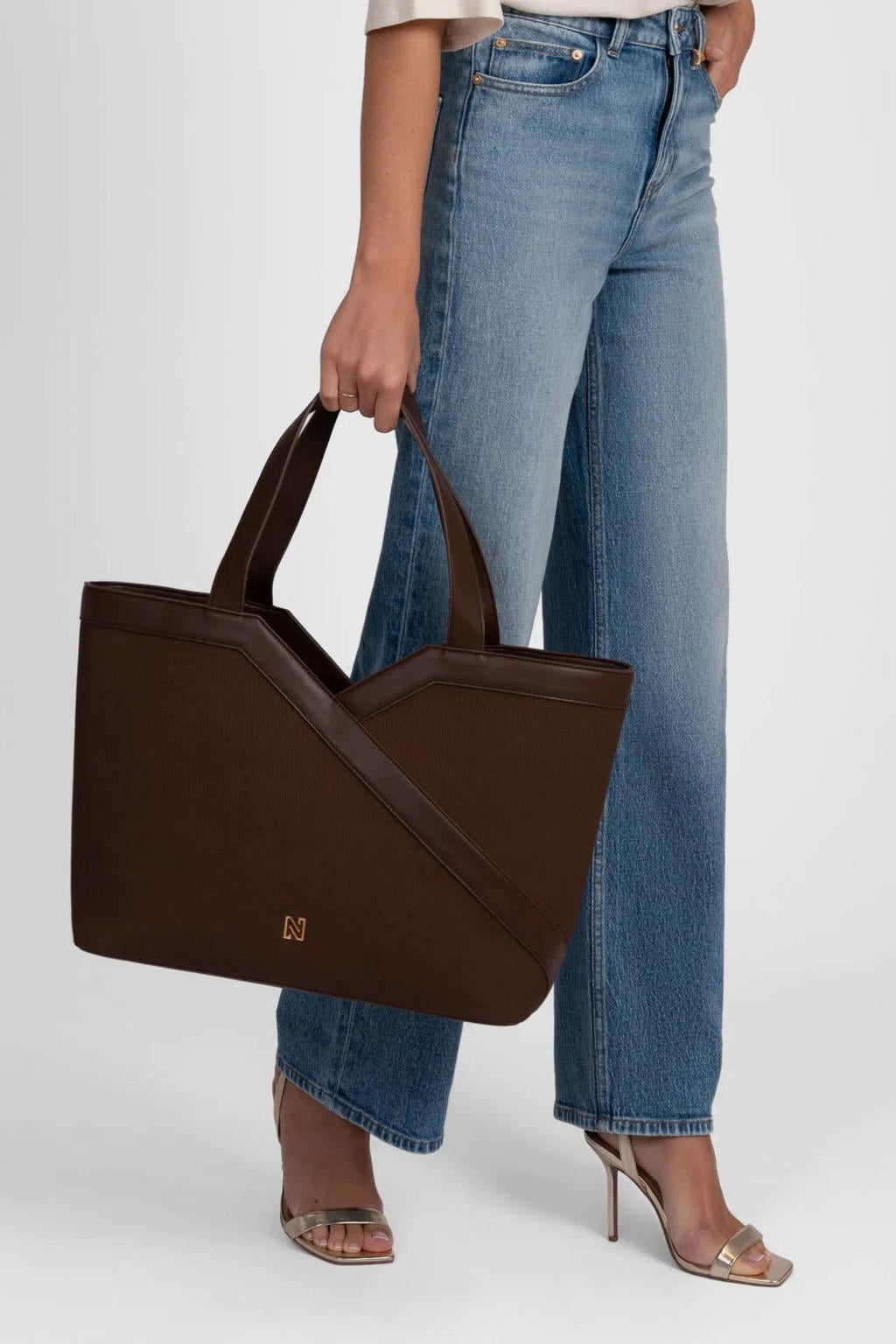 NIKKIE shopper Alvino Canvas donkerbruin