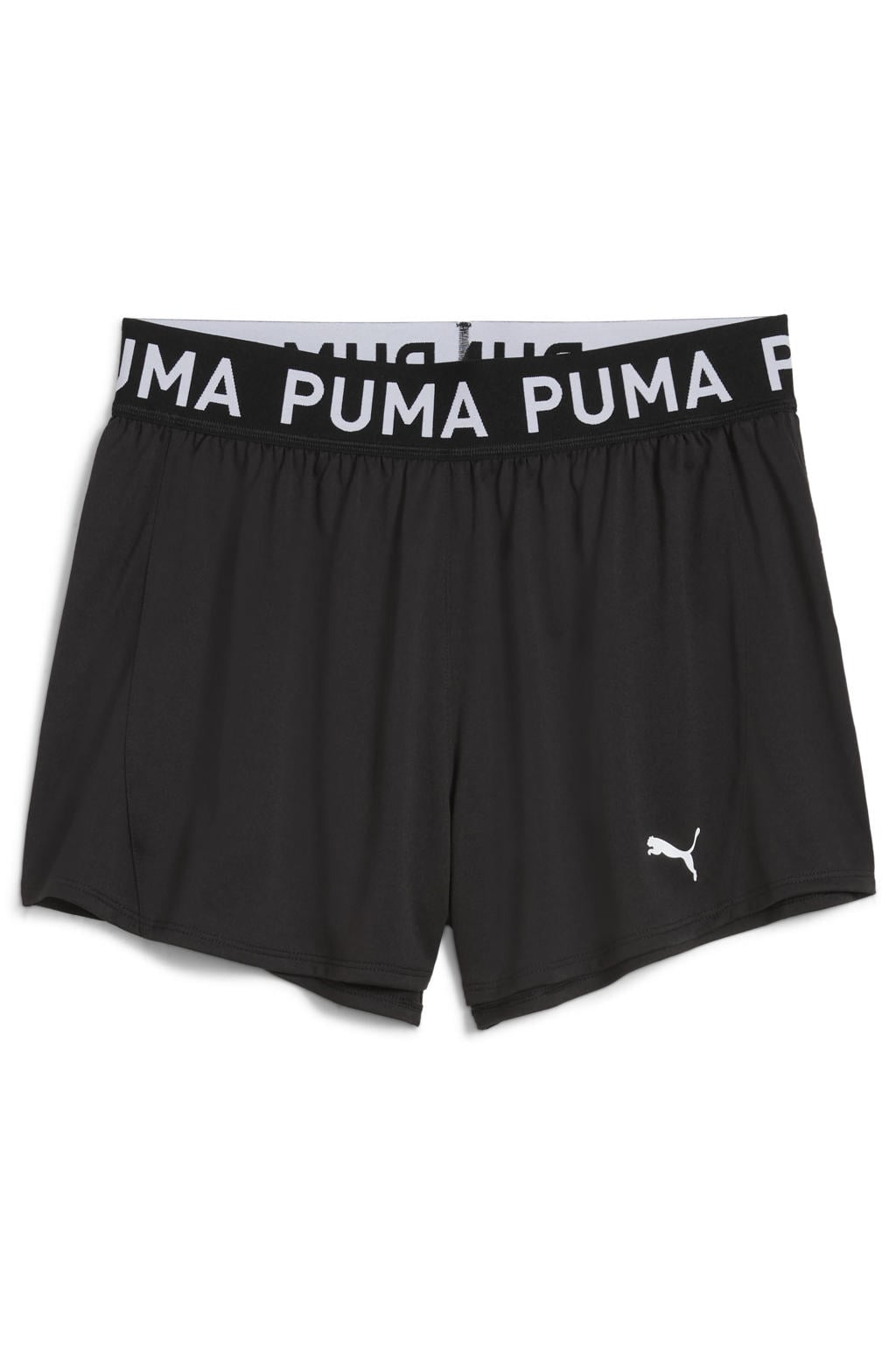Zwarte dames Puma sportshort van polyester met regular fit, regular waist en logo dessin