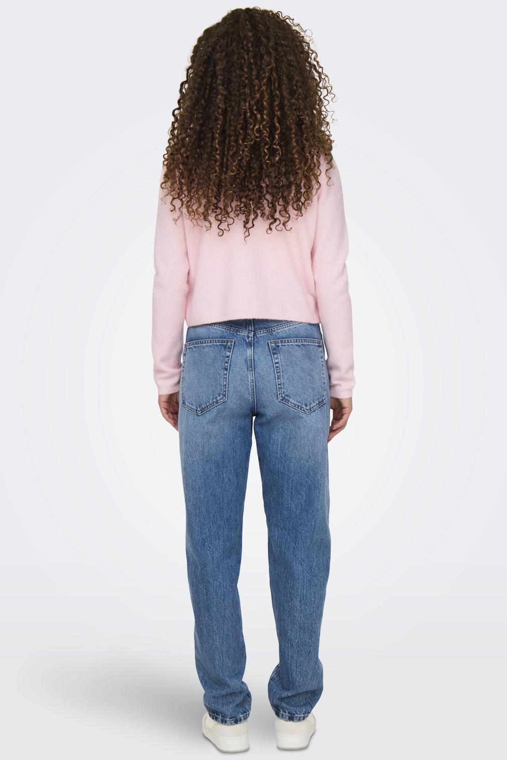 Lichtroze dames JDY vest fijn gebreid van wol met effen, lange mouwen, ronde hals en knoopsluiting