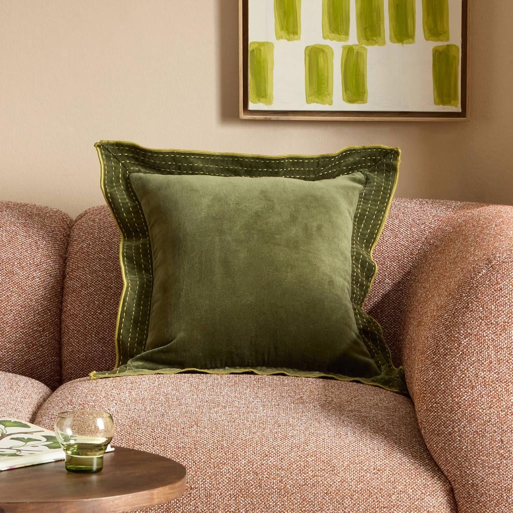 NOUS Living vierkante sierkussen Key 45x45 cm - groen/lichtgroen