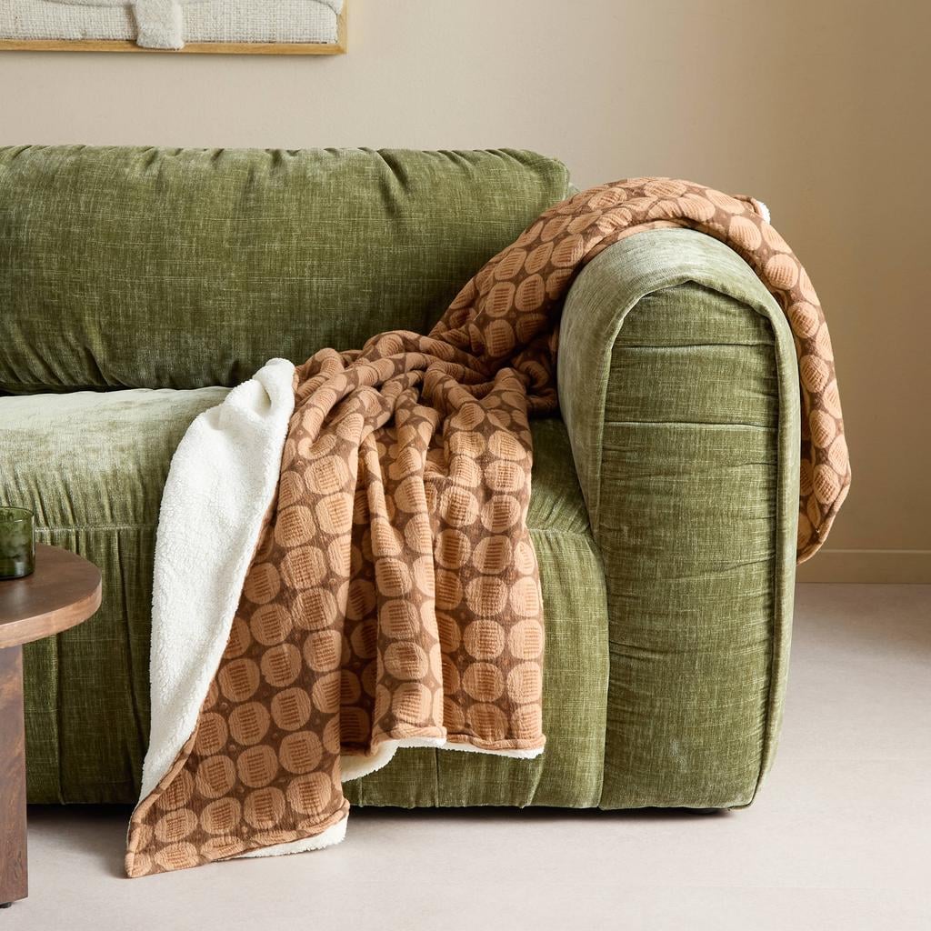 NOUS Living grafische plaid Kady 130x180 cm - bruin/terra