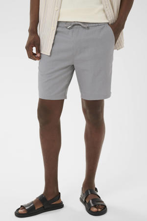 MAbarton regular waist casual short met linnen grijs