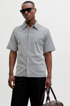 regular gestreept casual overhemd met ingebreid patroon blauw