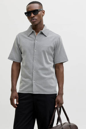 regular gestreept casual overhemd met ingebreid patroon blauw