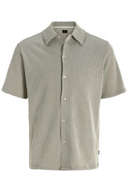 thumbnail: JACK & JONES PREMIUM regular gestreept casual overhemd met ingebreid patroon taupe